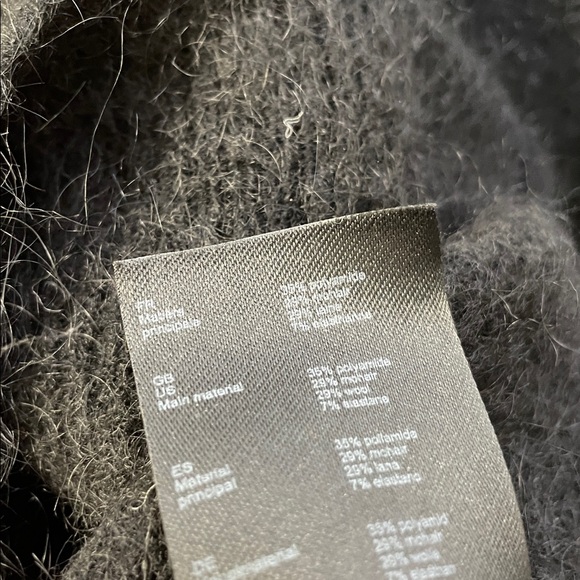 Maje - Wool Mohair Blend Puffer Sleeve Cardigan Sweater Black 2 - Picture 7 of 13